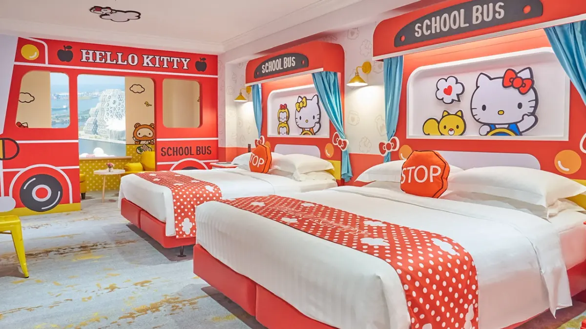 ▲「歡慶兒童節-勇闖大明星夢幻島專案」住宿超人氣的三麗鷗主題房，限量贈送壽山動物園門票及1000元三麗鷗商品券。（圖／漢來大飯店提供）