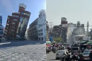 ▲今天早上發生7.2強震,花蓮民宅大樓傾斜坍塌。(圖/X) ▲今天早上發生7.2強震,花蓮民宅大樓傾斜坍塌。(圖/X)