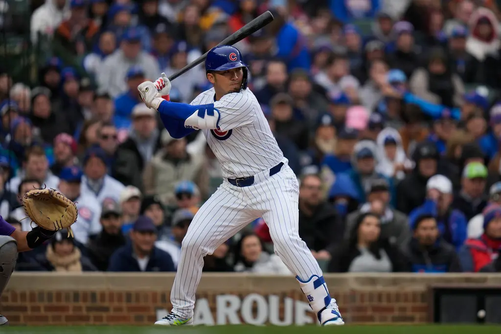 ▲芝加哥小熊隊日籍重砲鈴木誠也本賽季首轟出爐，擊球初速破個人紀錄。（圖／美聯社／達志影像）