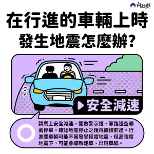 ▲內政部消防署提醒，災害發生時，請記得保命3步驟，「趴下、掩護、穩住」。（圖／內政部消防署提供）