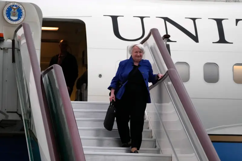 ▲美國財政部長葉倫（Janet Yellen）今晚抵達廣州，是她上任以來第2次訪中。（圖／美聯社／達志影像）