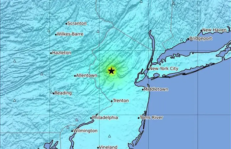 ▲美國東部在當地時間5日上午10點23分左右，發生芮氏規模4.8的地震。（圖／美聯社／達志影像）
