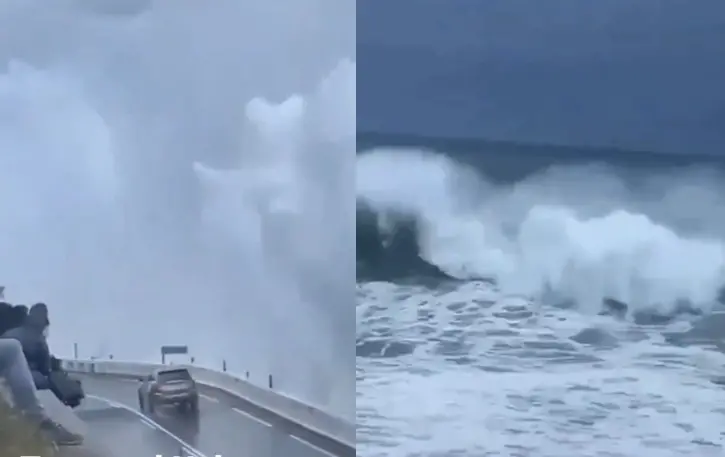 ▲颶風尼爾森3月底襲擊西班牙沿岸，多起巨浪捲走民眾的事件傳出。（圖／翻攝自@earthy_thingsＸ）