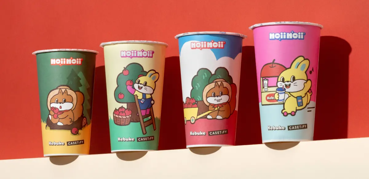 ▲可不可熟成紅茶x CASETiFY x noii noii三方聯名，全新紅玉熟成與茉玉春蘋手搖飲料「買一送一」喝7天；星巴克也買一送一；見習網美小吳與紀卜心創立的「十盛」北海道熟成奶茶開幕玩扭蛋機抽免費喝。（圖／可不可熟成紅茶提供）