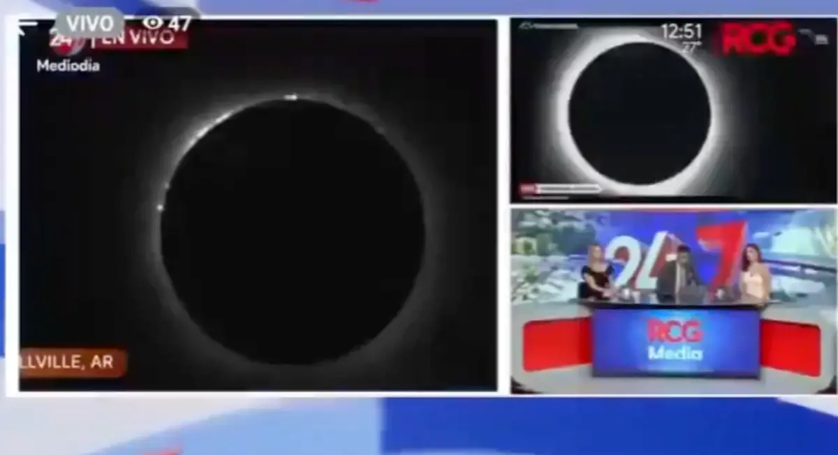 ▲墨西哥一家媒體轉播日全食發生放送事故，畫面突然出現男性生殖器。（圖／翻攝自X平台）