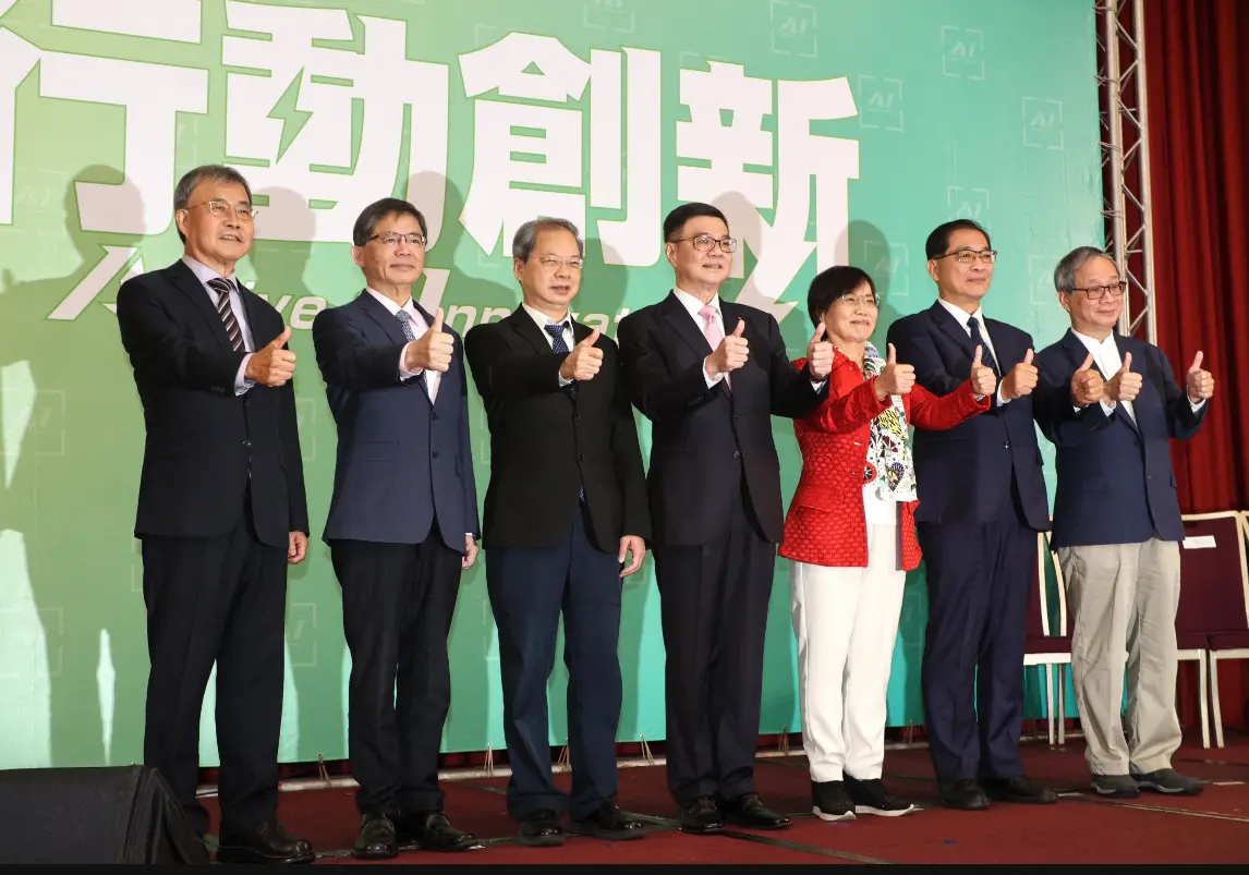 ▲卓榮泰今開記者會介紹新閣員，包含鄭銘謙、鄭英耀、李孟諺、小野等人。（圖／記者陳明中攝，2024.04.12）