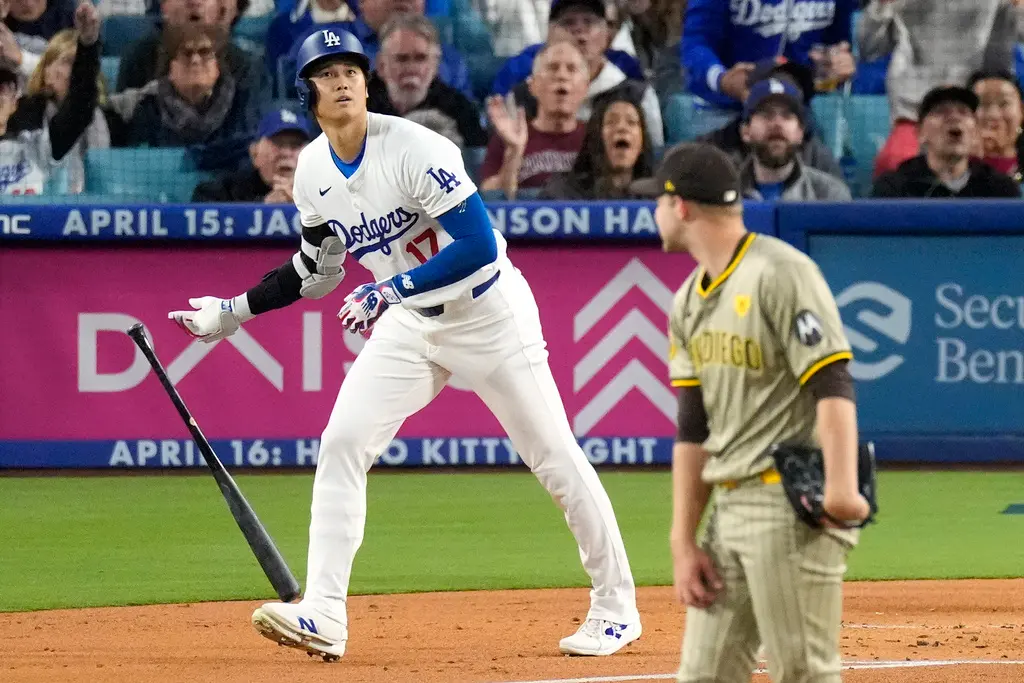 ▲道奇大谷翔平達成美、日通算1千安里程碑，並以生涯175轟追平大前輩「酷斯拉」松井秀喜的紀錄，並列大聯盟最多轟日籍球員。（圖／美聯社／達志影像）