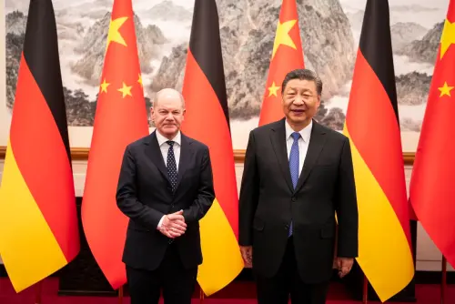▲德國總理蕭茲(Olaf Scholz)16日在北京會見中國國家主席習近平。 (圖:@Bundeskanzler)
