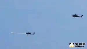 ▲「神鷹操演」精準飛彈射擊，AH-64E阿帕契攻擊直升機發射刺針飛彈。（圖／記者莊全成攝，2024.04.16）