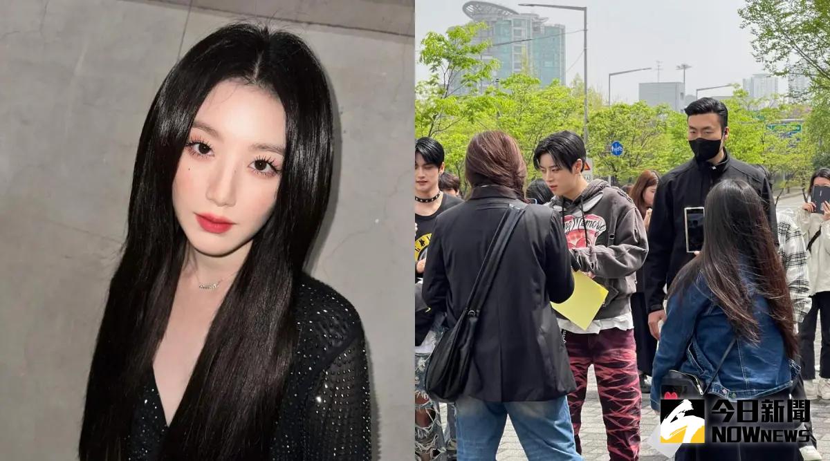 ▲(G)I-DLE舒華（左）師弟團NOWADAYS到SBS電視台錄製《THE SHOW》前，先化身「一日飯經」與粉絲互動。（圖／記者陳雅蘭攝）