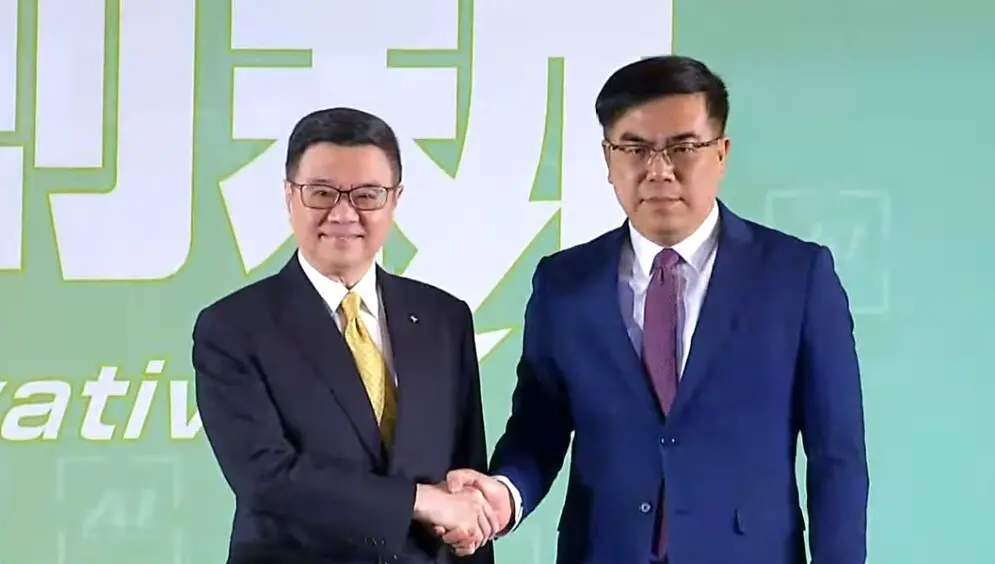 ▲準閣揆卓榮泰宣布，環境部長由「天氣風險管理開發公司」總經理彭啟明出任。（圖／翻攝直播畫面）