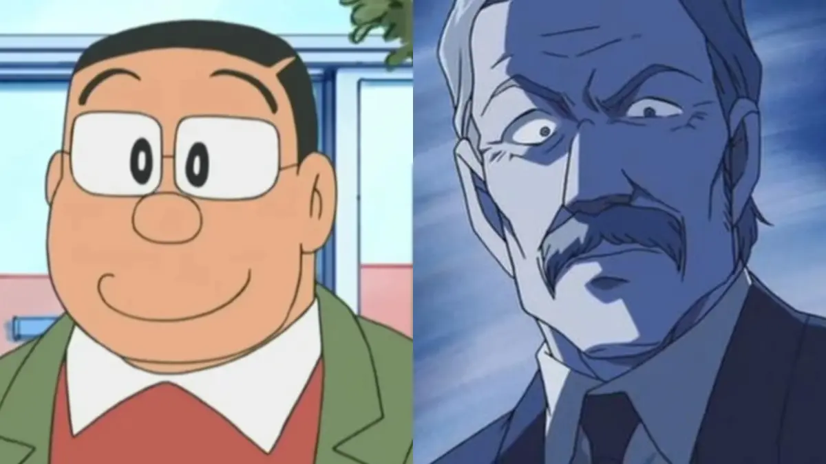 ▲日本知名聲優村松康雄11日離世，享耆壽91歲，曾在代表作品《哆啦A夢》為野比伸郎（左）配音，也曾在《名偵探柯南》裡替匹斯可（右）配音，逝世消息讓無數粉絲哀悼。（圖／截自動畫）