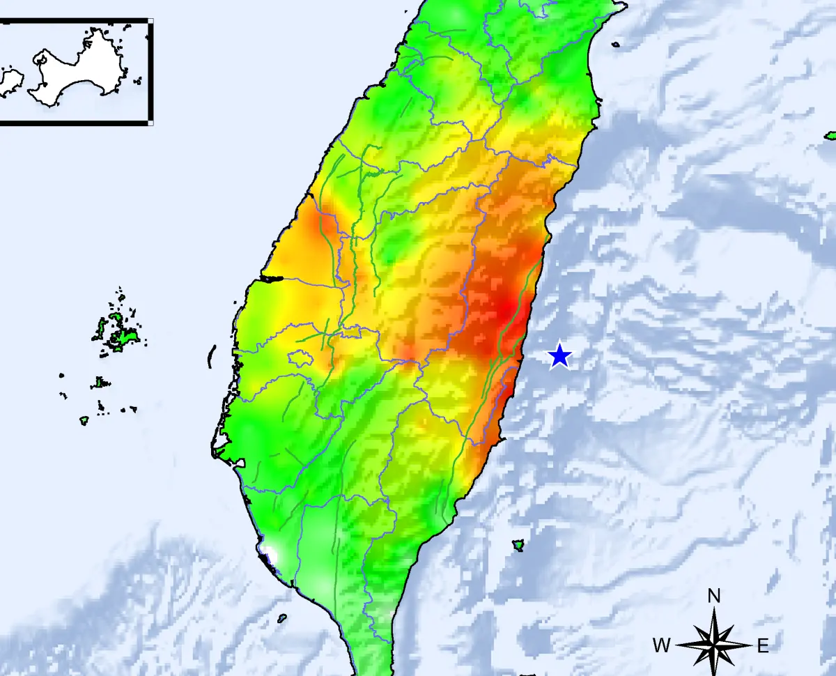 ▲今（21）日上午10點40分，花蓮外海發生芮氏規模5.6有感地震，氣象署表示為0403花蓮7.2強震在進行應力調整。（圖／中央氣象署提供）