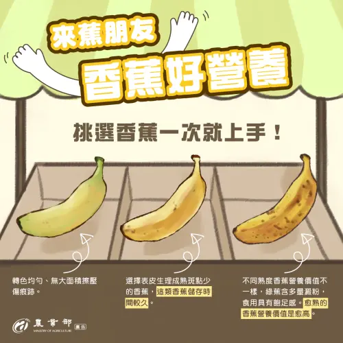 ▲農業部說明挑選香蕉撇步。（圖／農業部）