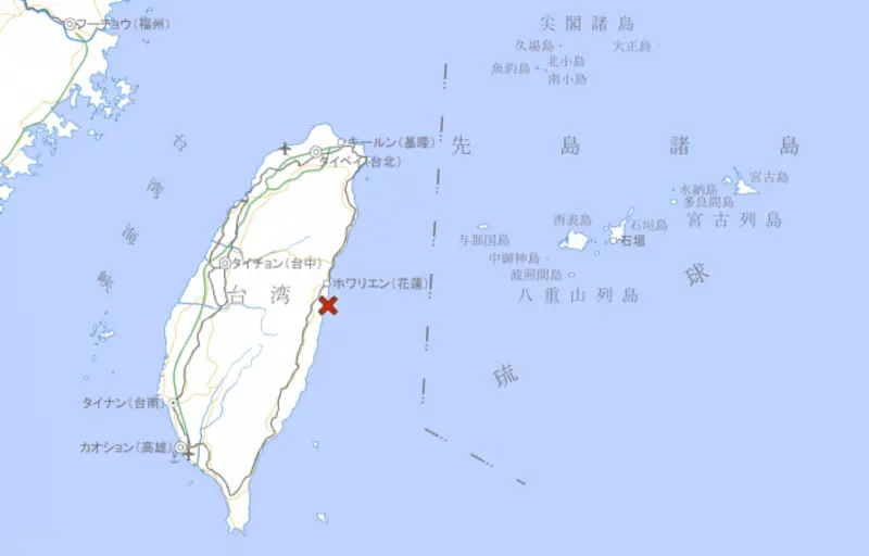 ▲日本氣象廳數據顯示，當地時間23日凌晨03點27分左右，台灣附近發生規模6以上強震。（圖／翻攝自日本氣象廳）