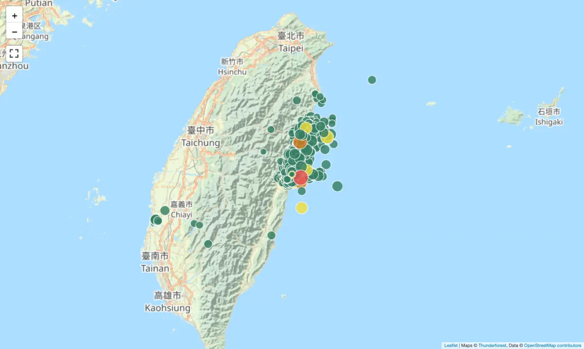 ▲光是在2024年4月，台灣總地震數就來到1234起，快追上2022年和2023年加總的1302起。（圖／中央氣象署）