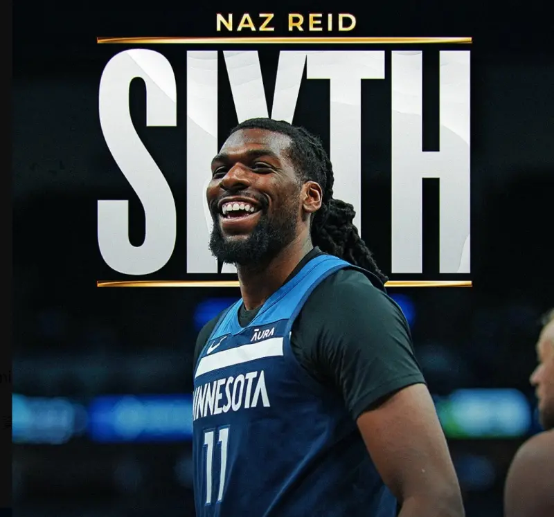 ▲灰狼Naz Reid獲選NBA年度最佳第六人。（圖／NBA官方X）