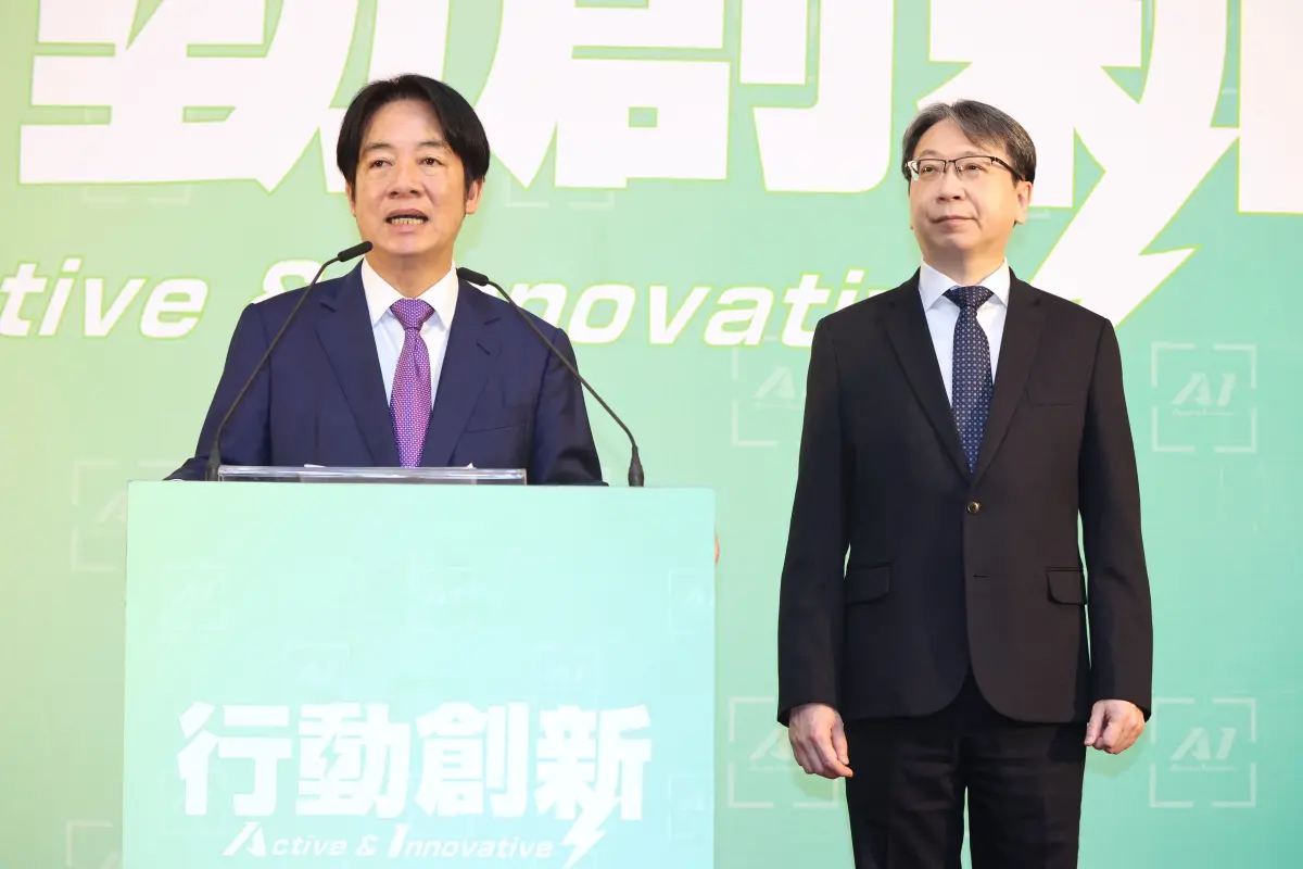 ▲在介紹國安局長蔡明彥時，賴清德卻口誤。（圖／記者陳明中攝，2024.04.25）