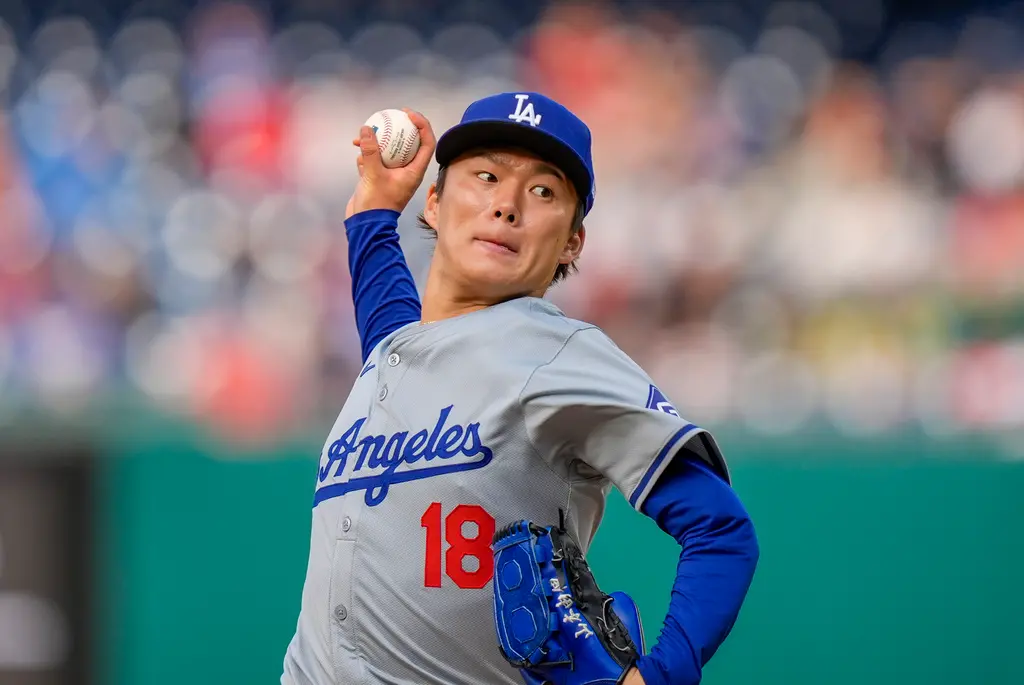 ▲山本由伸主投6局無失分、送出7次三振，表現精彩，比賽中還美技接住一顆投手正面強襲球。（圖／美聯社／達志影像）