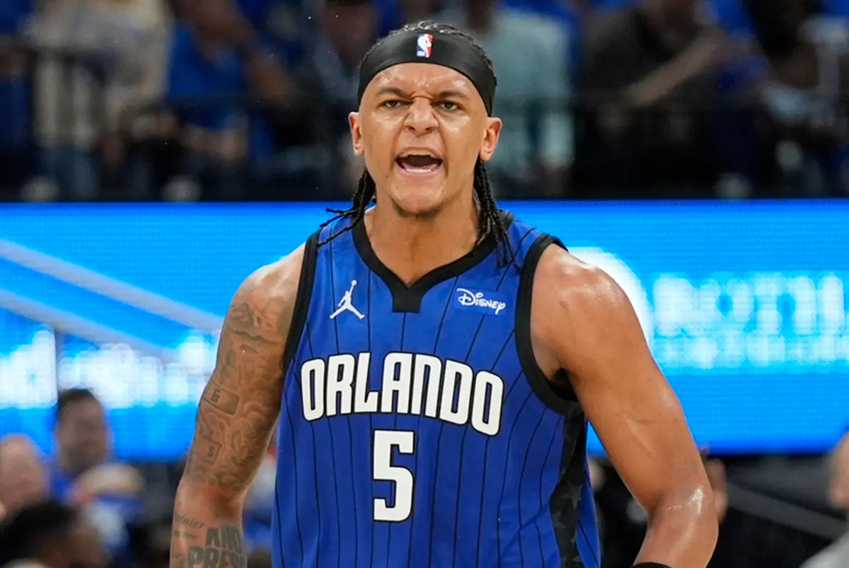 ▲「狀元郎」Paolo Banchero還轟進全場最高的31分、外帶14籃板，率領魔術以121：83擊敗騎士，將系列賽大比分追至1：2。（圖／美聯社／達志影像）