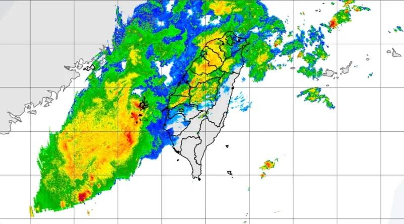 ▲今（28）日中午左右，將有「大範圍雷雨帶」抵達南台灣，務必留意強降雨、雷擊、強陣風。（圖／中央氣象署）