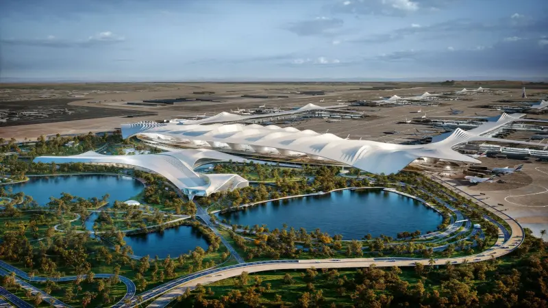 ▲杜拜宣布將斥資逾1兆為阿勒馬克圖姆國際機場（Al Maktoum International Airport）打造全新航廈，誓言成為全球最大國際機場。（圖／取自穆罕默德親王X）