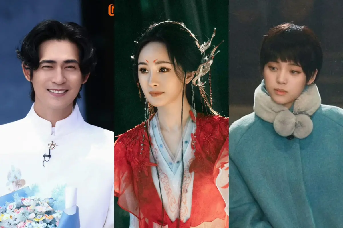 ▲周渝民（左起）《另一種藍》、楊冪《狐妖小紅娘月紅篇》、歐陽娜娜《如月》等話題陸劇於5月播出。（圖／翻攝微博）