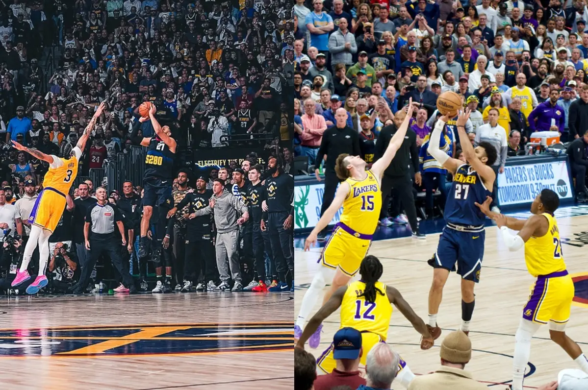 ▲丹佛金塊主控Jamal Murray系列賽第2次命中絕殺，而這兩次的情況也很像，Murray一次往右走、一次往左走，不過最終的劇情都一樣：命中絕殺。（圖／取自X）