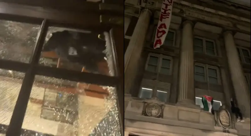 美國大學挺巴示威愈演愈烈！哥大學生半夜破窗突襲　佔領教學大樓