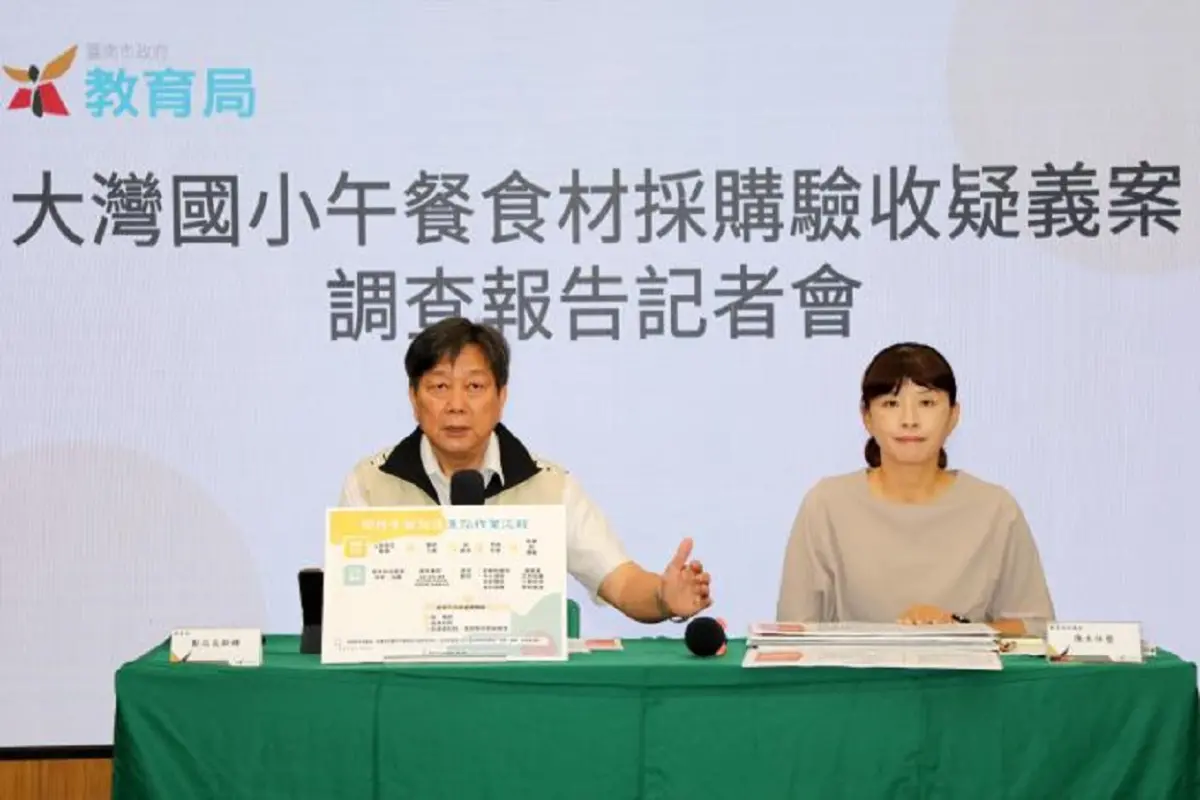 ▲台南市大灣國小日前發生學校午餐食材採購驗收疑義案，教育局長鄭新輝召開記者會，確認無外力介入、違法情事及爛菜沒有下肚。（圖／台南市府提供）