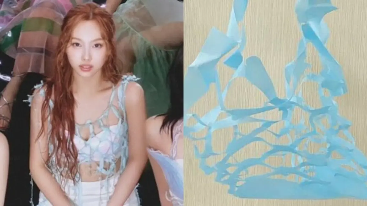 ▲TWICE官方社群昨（30）日公布日本新專輯全新造型，有粉絲笑稱大姐娜璉的造型，像極了「台灣便利商店熱食提袋」。（圖／翻攝自Threads）