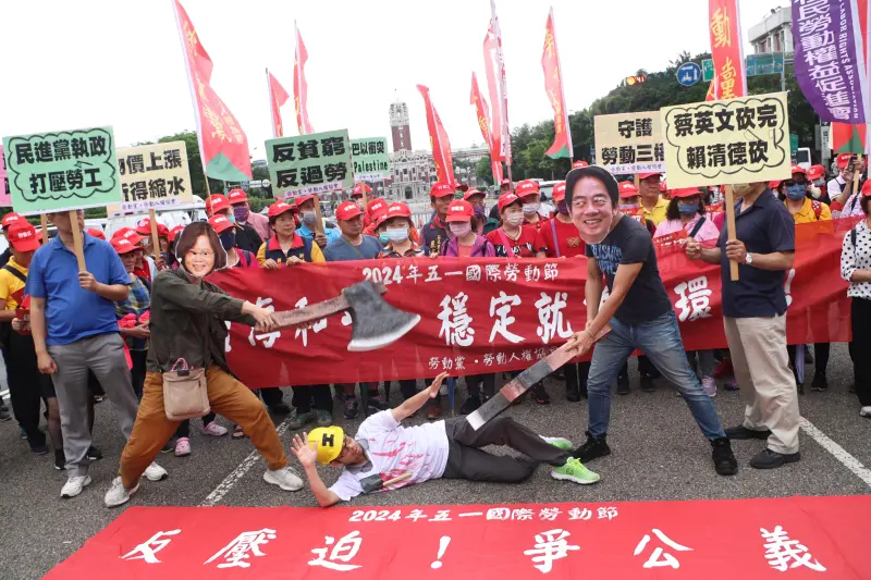 ▲五一行動聯盟於今(1)日發起五一勞工大遊行。(圖/記者陳明中攝影,2024.5.1)