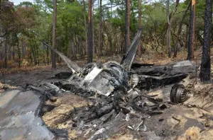 ▲2020年5月15日，一架來自埃格林空軍基地（Eglin Air Force Base）的F-22戰機在例行訓練任務中墜毀。（圖／美國空軍）