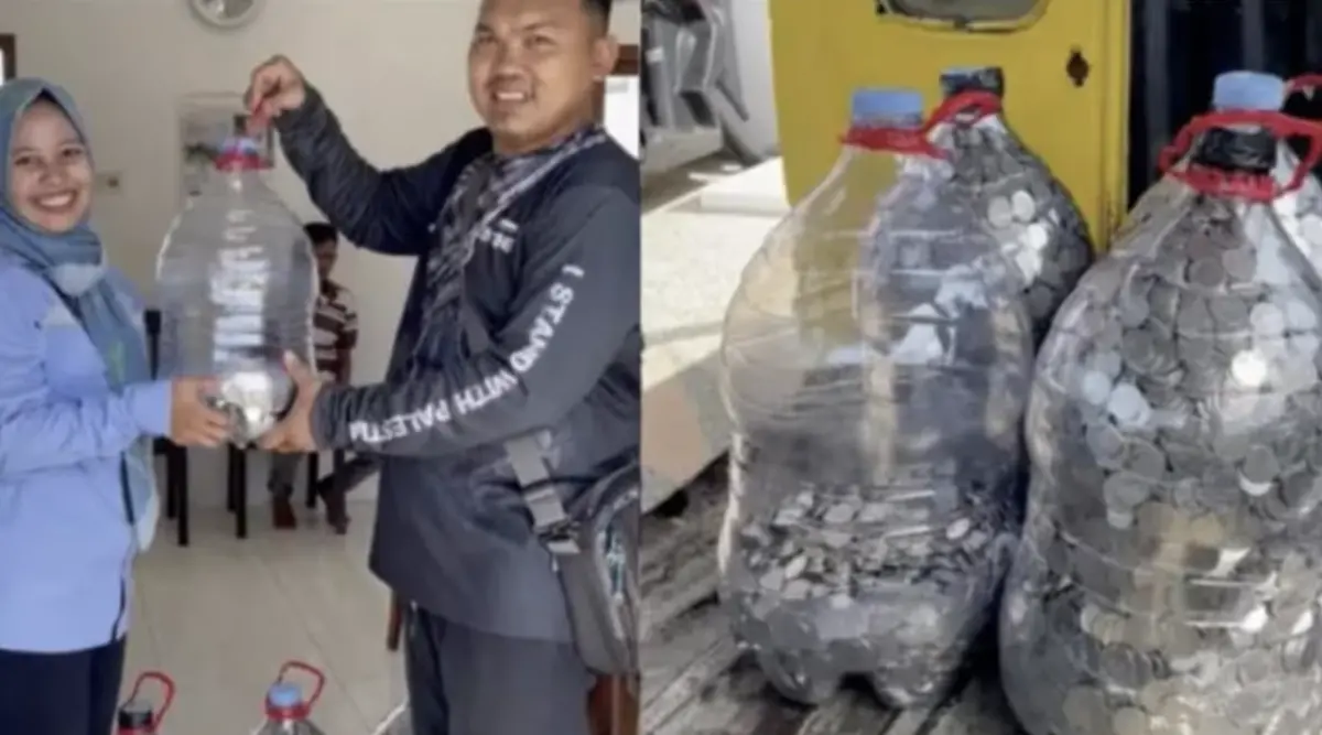 ▲印尼一名小販花了3年時間每天存硬幣，存到了買房的頭期款。（圖／翻攝自TikTok/@dianajlndr）