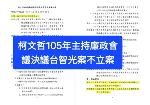 ▲市議員游淑慧曝光「105年柯文哲親自主持的廉政會議，決議台智光案不立案調查」文件。（圖／翻攝自游淑慧臉書）