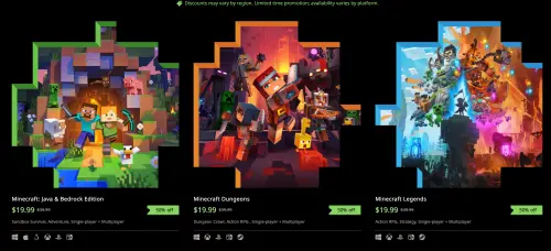 ▲《Minecraft》官方為了歡慶遊戲問世15週年，特別宣布在全平台 PC、家用主機、行動裝置（手機）等載體上，推出超狂半價優惠。（圖／翻攝微軟官網）