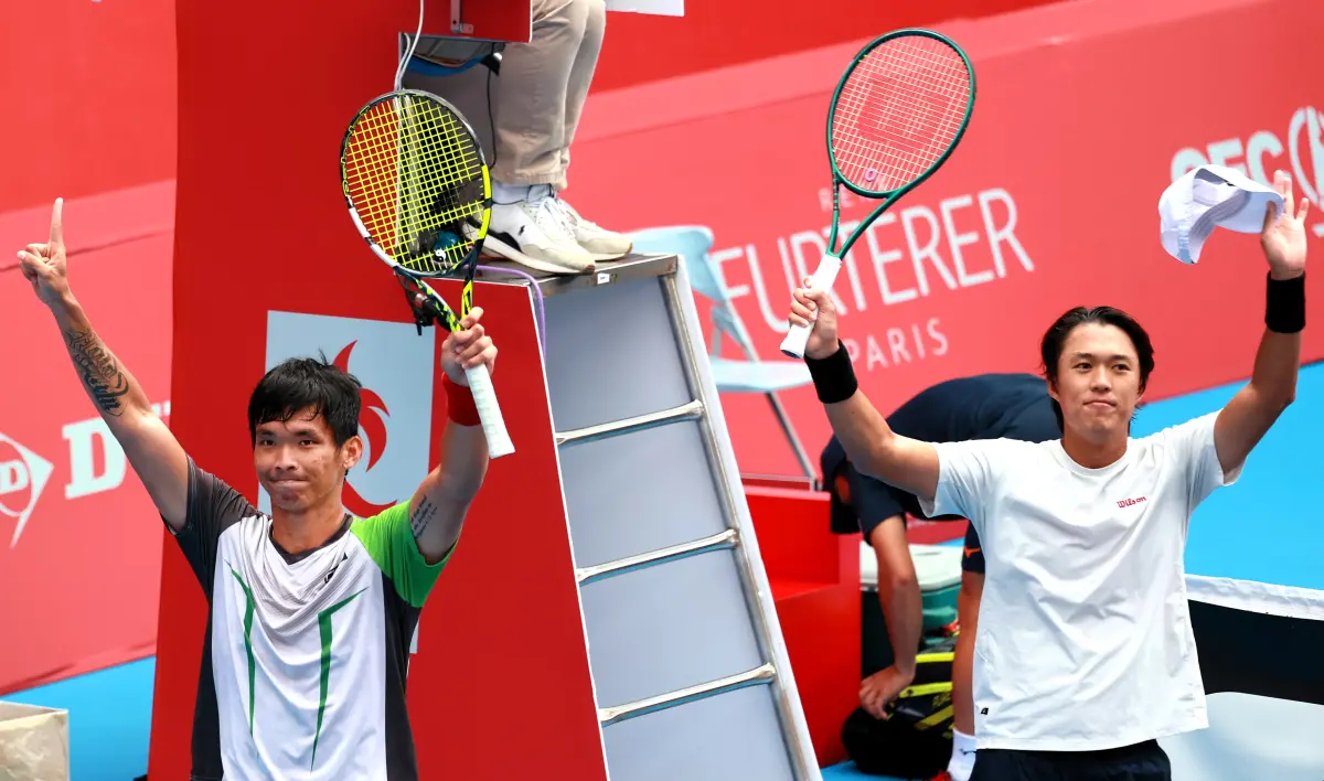 ▲何承叡和南智星賽攜手闖進決賽。（圖／華國三太子國際男子網球挑戰賽提供）