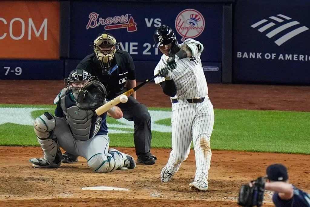 ▲Gleyber Torres轟出3分砲，洋基仍以3:6不敵水手。（圖／美聯社／達志影像）