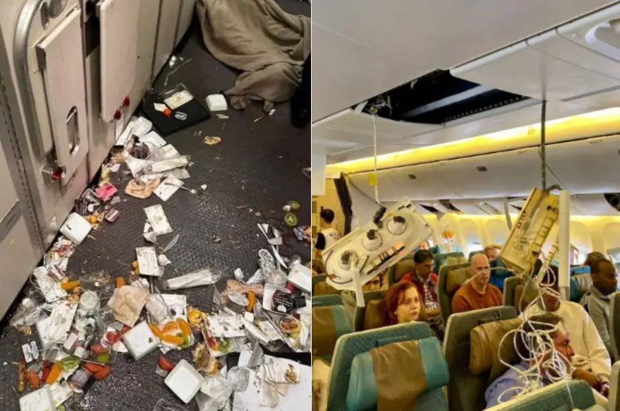 ▲新加坡航空公司（Singapore Airlines）一架客機21日於空中遭遇亂流迫降泰國，泰國首都曼谷一間醫院今天說，這起緊急事件發生4天後，該班機的43名乘客仍在曼谷住院治療。（圖／翻攝自Ｘ）