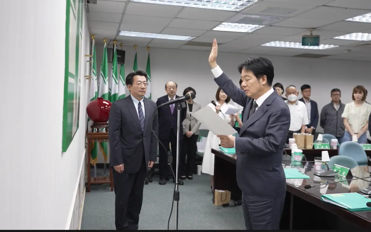 ▲賴清德宣誓黨主席。（圖／民進黨提供）