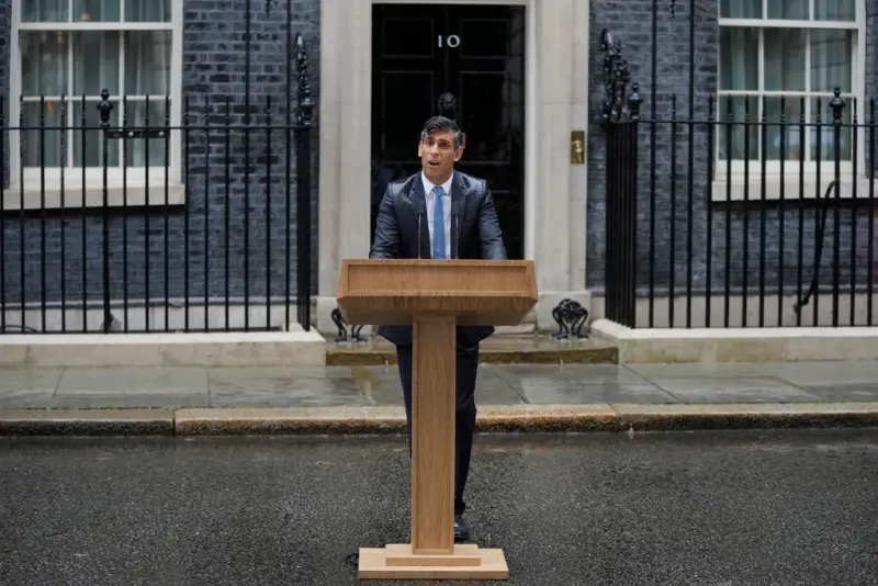 ▲英國首相蘇納克（Rishi Sunak）宣布提前舉行國會大選。 （圖／美聯社／達志影像）