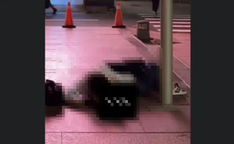▲台北市大安分局敦23日晚間獲報，忠孝東路SOGO前一對男女疑似喝醉酒，女子癱倒在地，另名男子將手伸進女子褲內狂摸，過程被網友拍下後PO網。（圖／翻攝Dcard）