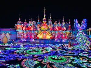 ▲Carnival Magic夢幻嘉年華樂園擁有世界最多LED燈數的燈光音響秀，讓人目不轉睛。（圖／記者蕭涵云攝）