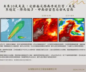▲未來10天台灣天氣受鋒面和西南季風影響，各地降雨偏多、天氣極不穩定。（圖／賈新興提供）