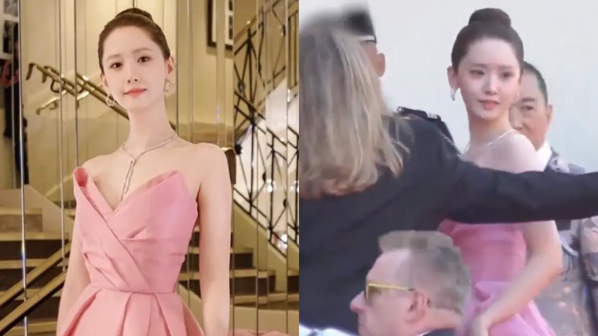 ▲潤娥在坎城影展紅毯上轉身拍照，慘遭女保鏢不斷驅趕。（圖／潤娥Instagram、@4lynnie_NY X）