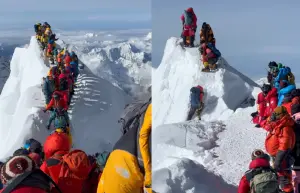 聖母峰登山客「攻頂大塞車」！百人卡山脊沿路排隊危險景象曝
