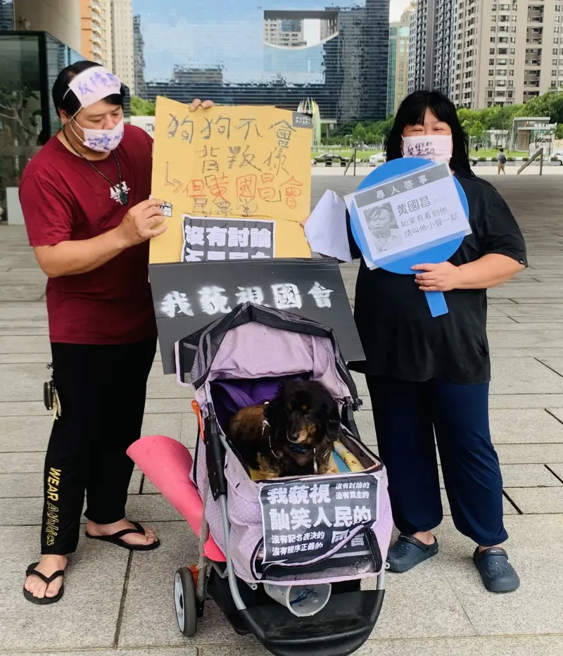 ▲民眾帶著自家的毛小孩表達心聲。（圖／記者顏幸如攝，2024.05.28）