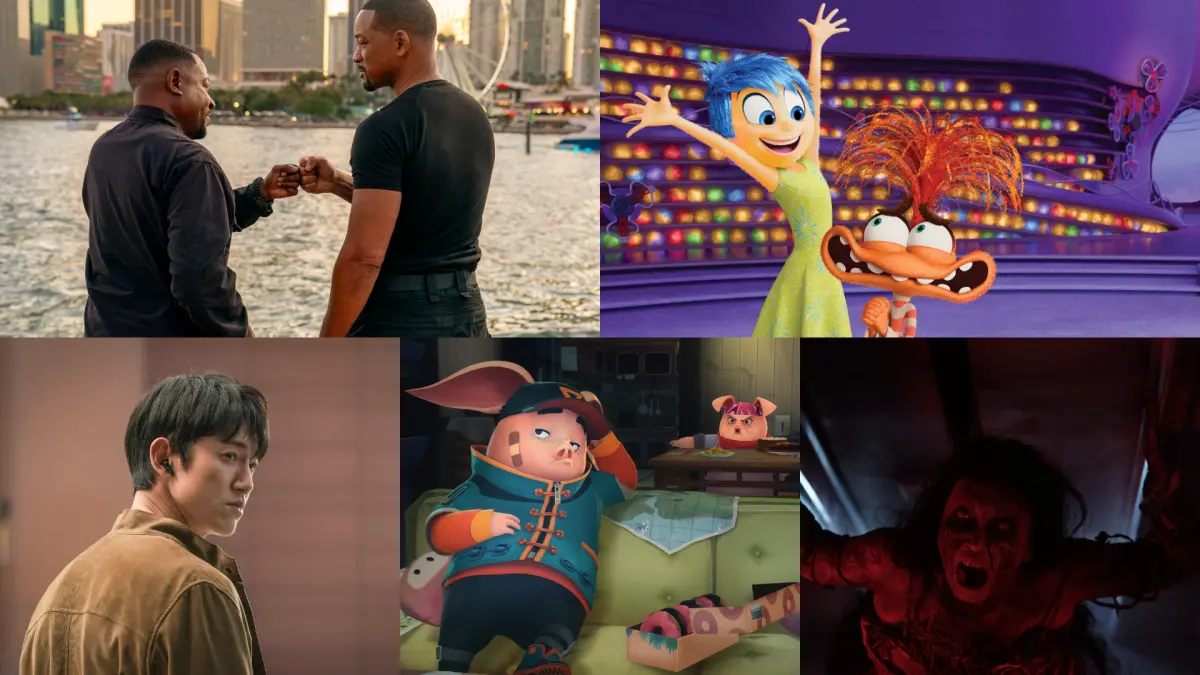 ▲6月電影推薦，《絕地戰警：生死與共》（左上起）、《腦筋急轉彎2》經典續作連發，吳慷仁（左下起）《破浪男女》裸身當海王、許光漢聲演《八戒》：決戰未來，以及印尼恐怖片《鬼咧號》驚悚獻映。（圖／索尼、迪士尼、双喜、甲上、威視）