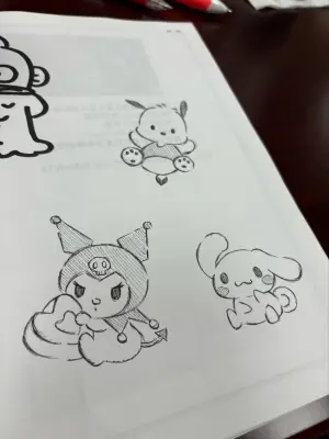 ▲一粒隨手塗鴉,拿原子筆手繪三麗鷗家族角色。(圖/一粒Threads) ▲一粒隨手塗鴉,拿原子筆手繪三麗鷗家族角色。(圖/一粒Threads)