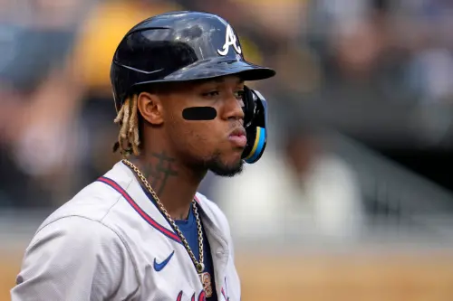 ▲亞特蘭大勇士明星外野手Ronald Acuna Jr.近日膝蓋遭遇傷勢，確定生涯第2度整季報銷，選擇坦然面對。（圖／美聯社／達志影像）